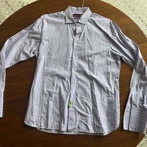 Men's Ted Baker Endurance French Cuff Dress Shirt, 16.5, Vertical Stripe